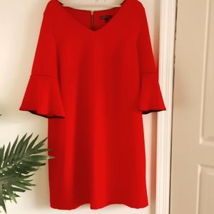 Romantic red Dress with black piping
